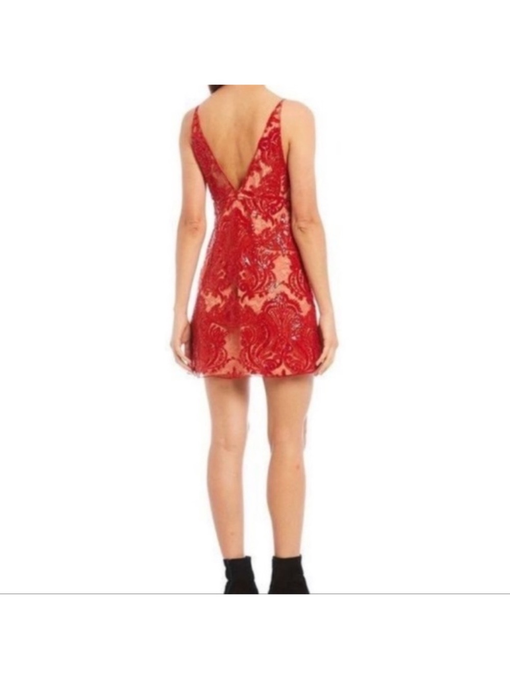 Free People shimmers lace slip dress size 8. Red/tan. New with tags. Party! - Picture 4 of 15